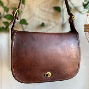 Vintage NYC Coach United Airlines Stewardess Shoulder Bag | Tabac Leather